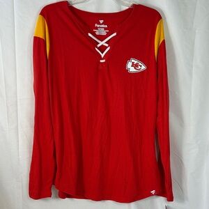 Women's Fanatics Red/Gold Kansas City Chiefs Lace-Up Neck Long Sleeve T-Shirt XL